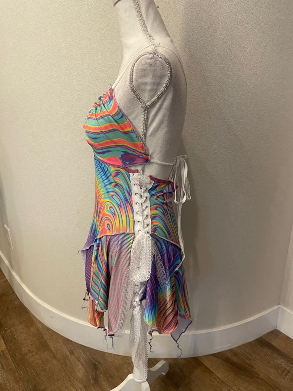 Vibrant Rainbow Swirl Mini Dress - Picture 3 of 6